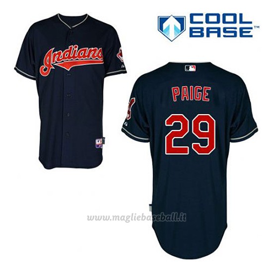 Maglia Baseball Uomo Cleveland Indians Satchel Paige 29 Blu Alterner Cool Base